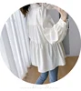 Korean Style Maternity Formal Shirts Long Sleeve Loose Turn-down Collar Button Fly Pregnant Woman Ball Gown Blouse Pregnancy Top 6