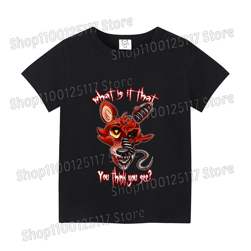 Children's Five Nights at Freddy's Anime Graphic T-Shirt – Short Sleeve White and Black Tee