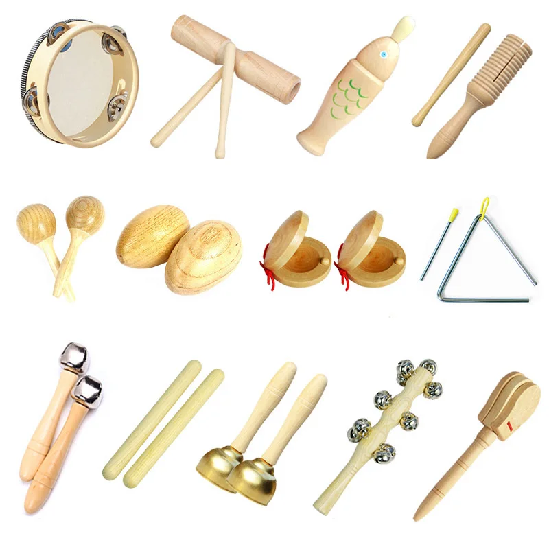 

Toddlers Music Toys Early Montessori Education Castanets Sand Hammer Tambourine Orff Percussion Instrument Musical Toys for Baby