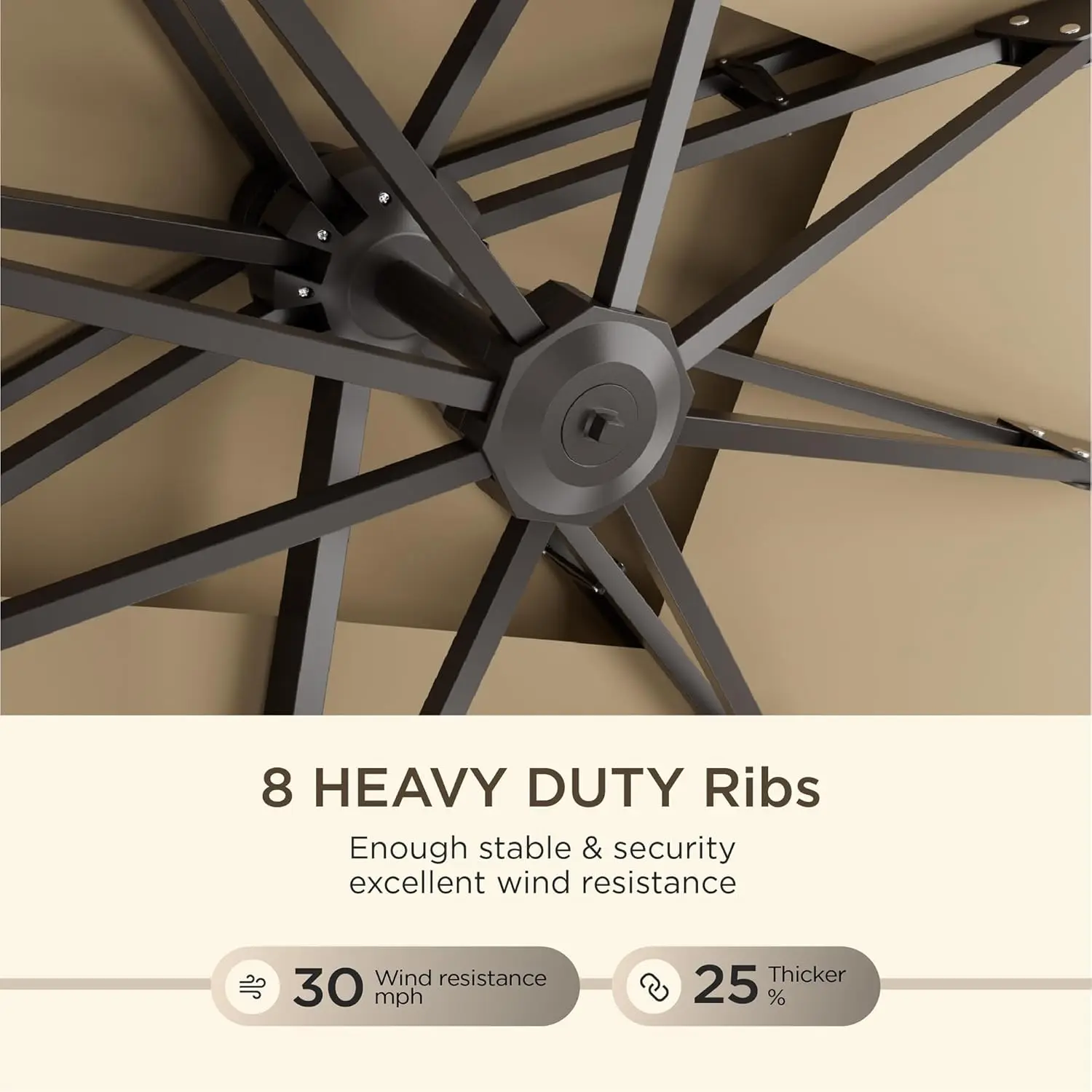 10X13Patio Umbrella Outdoor Large Rectangle Offset Cantilever Umbrellas Double Top Heavy Duty Windproofwith 360-degree Rotationk