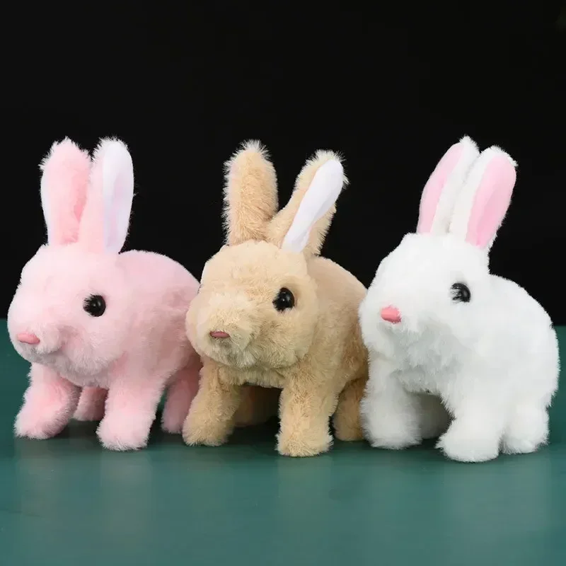 Plush Toys Electronic Pet Rabbit Toy Simulation Electric Toy Cartoon Small Solid Color Plush Electric Rabbit Walk And Nod Animal Doll Toy Men And Women Child