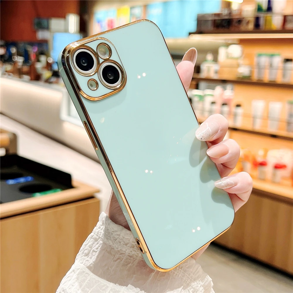 Luxury Plating Silicone Phone Case with Soft TPU Bumper - Full Cover