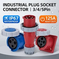 125A CEE Industrial Power Outlet IP67 – 3/4/5 Pin 380V/415V Male Female Connector Set, Robust Shell, Surface or Flush Mount 1