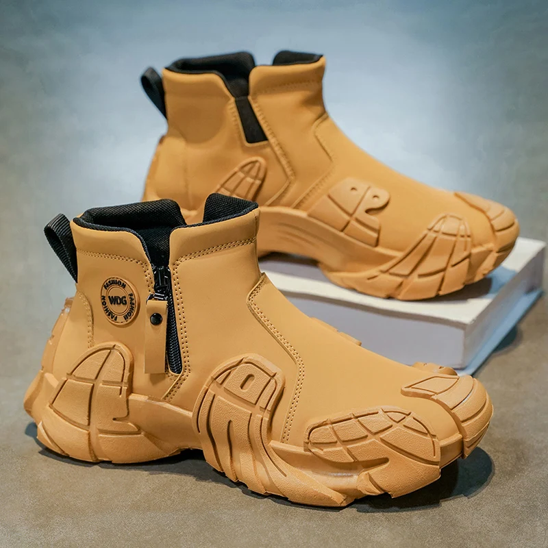 Men's Work Boots Autumn Construction Site Labor Protection Shoes Waterproof Non-Slip Wear-Resistant Heightening Workwear Mart... - 2