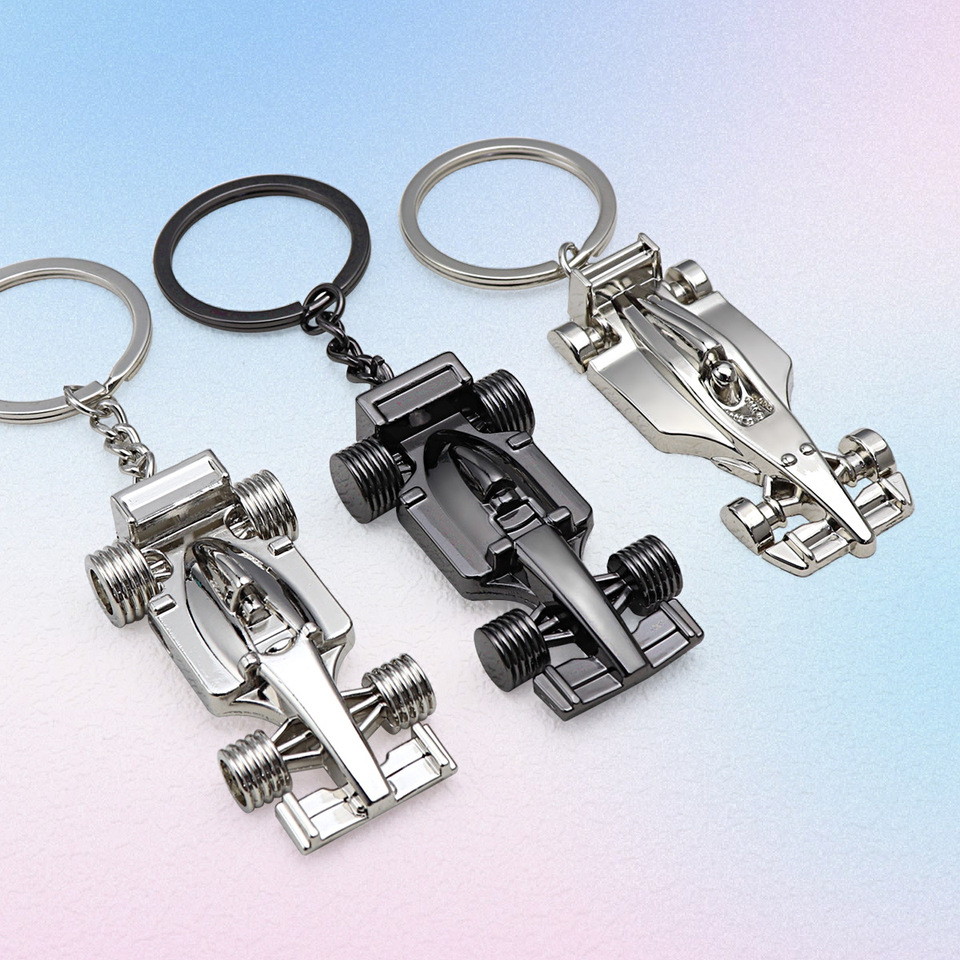 Fashion Metal F1 Keychain Racing Keychain Car Styling Pendant Key Chain Ring Silver Color Backpack Accessories Jewelry Gifts