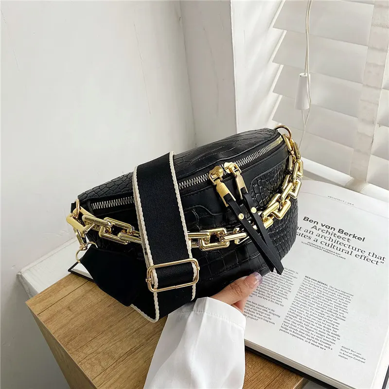 

Chain Crossbody Bag for Women 2023 New Fashion Retro Breast Bag Popular Embossed Stone Fanny Pack Shoulder Bag