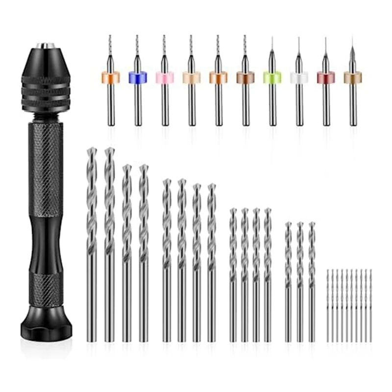 

36 Pieces Hand Drill Bits Set, Pin Vise Hand Drill Minimicro Drill For Resin Polymer Claycraft Model Jewelry Making Easy To Use