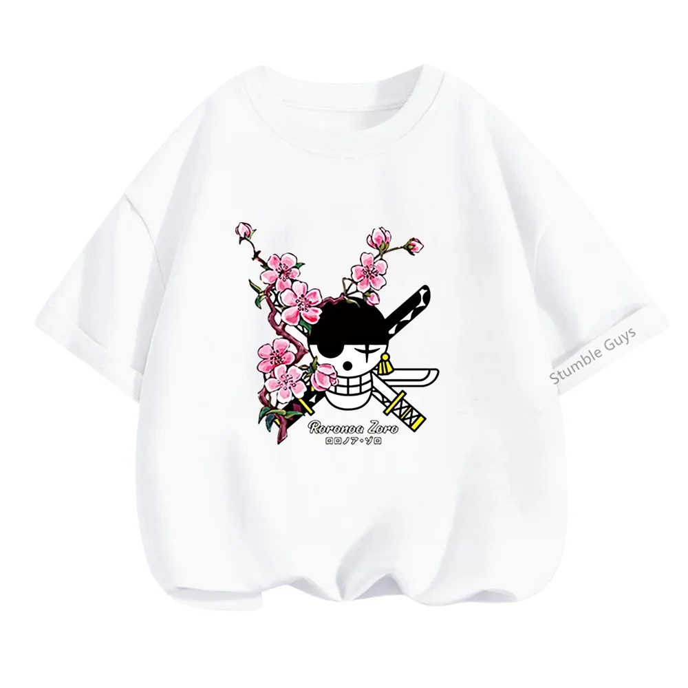 thumbnail image 1 of Camiseta de una pieza de Anime para adolescentes, camisetas de manga corta de verano, ropa para niños, camisetas de Luffy para niñas, camisetas de Sonic, 1 of 5