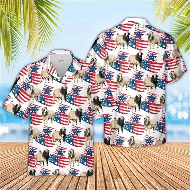 thumbnail image 1 of Camisa hawaiana con estampado 3D de la bandera estadounidense, blusa playera para hombre, camisas con solapa para trabajo, camisas cubanas, ropa para hombre, tops para hombre, 1 of 5