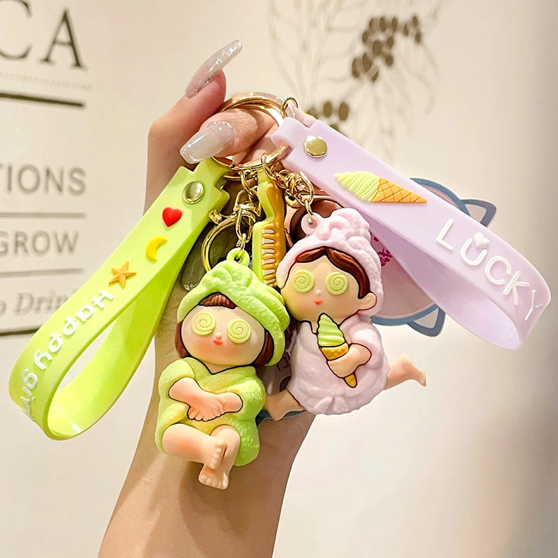Men's Car Creative Cartoon Cute Bubble Bath Towel Girl Keychains Resin