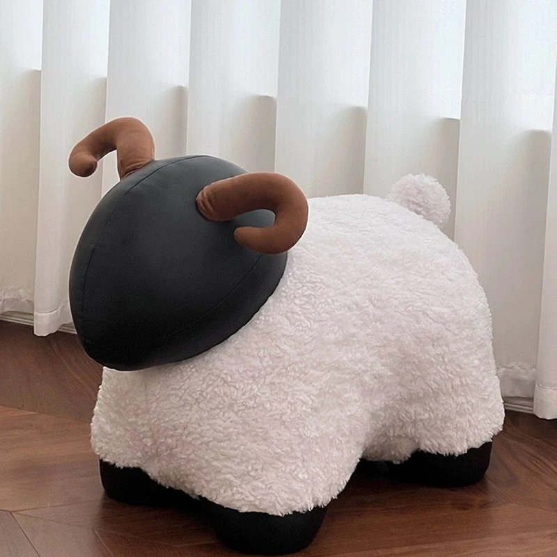 

Nordic Creative Cute Lamb Stool Furniture Ottoman Footrest Living Room Bedroom Shoe Changing Stool Luxury Casual Cartoon Stool