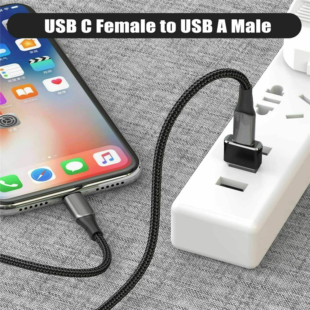 충전 어댑터 플러그 USB C 3.1 타입 C 암-USB 2.0 타입 A 수 포트 노트북 휴대폰 어댑터 컨버터 2개
