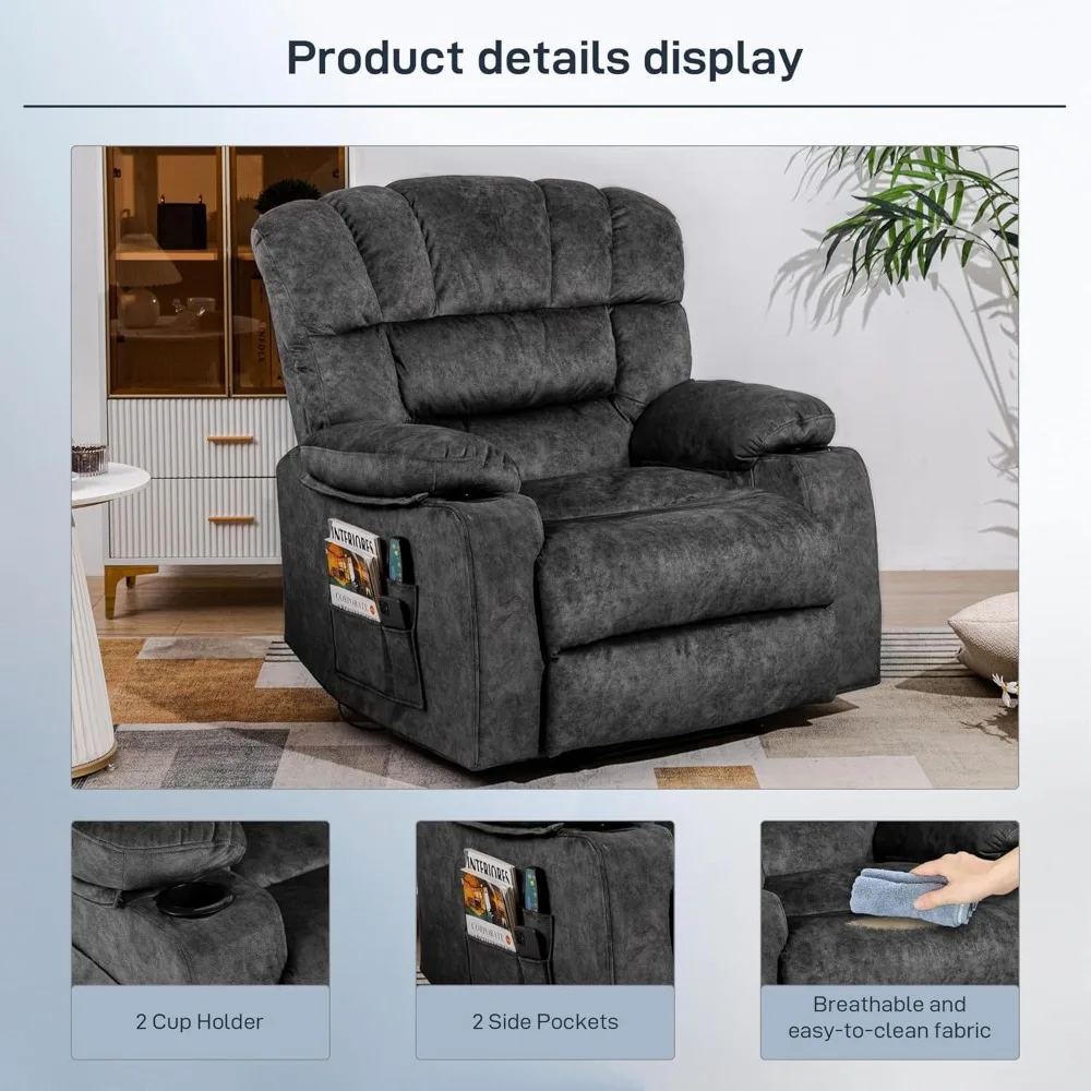 Recliner Chair with Cup Holders & Side Pocket 4
