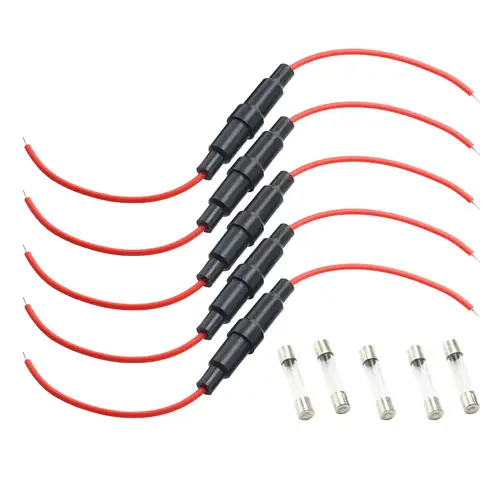 5PCS 5*20mm 6*30mm Glass Fuse Holder Screw Type 5X20mm with 22 20 18 16 14AWG Wire Cable 250V 5X20MM Glass Fuse Tube Fuse Casing - Image 2