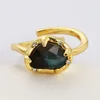 BOROSA 5Pcs Natural Glitter Stone Open Ring Golden Color Labradorite Adjustable Finger Ring For Women Energy Jewelry Accessories 1