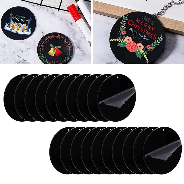 Disques ronds noirs en acrylique, 50 pièces, pour décorations de noël, pour  peinture vinyle, gravure, pour mariage - AliExpress