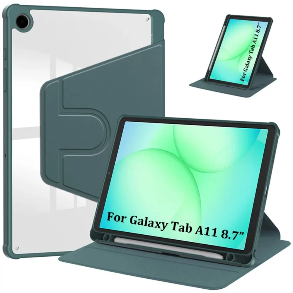 Versatile 360° Rotating Acrylic Tablet Case with Pen Holder and Shockproof Leather Cover