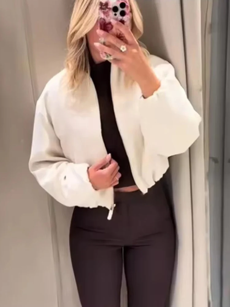 Women puffy Jacket 2025 Women's Fashion Short Coat Long Sleeve Zipper Jackets Streetwear Casual New Outerwears ﻿