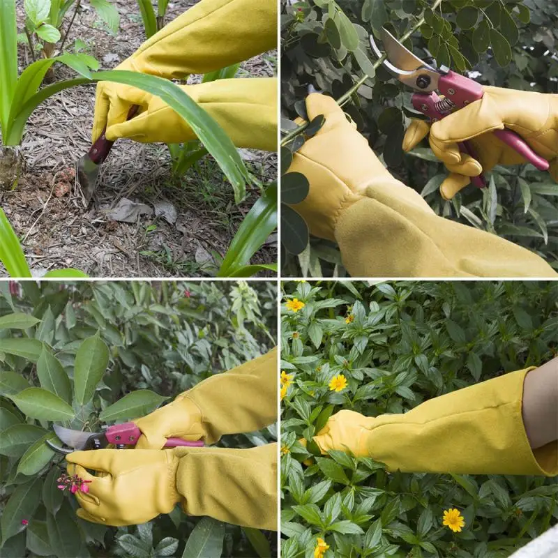 Heavy Duty Gardening Rose Pruning Gauntlet Gloves Thorn Proof Long Sleeve Work Welding Garden Gloves 5