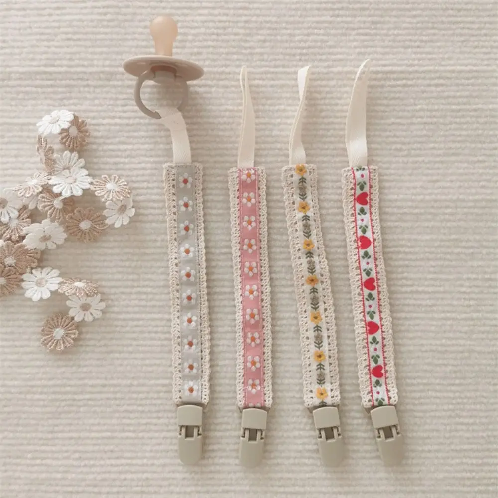 Ethnic Style Baby Cloth Pacifier Chain Adjustable Embroidery Floral Soother Holder Dummy Clips Teether Toys Straps