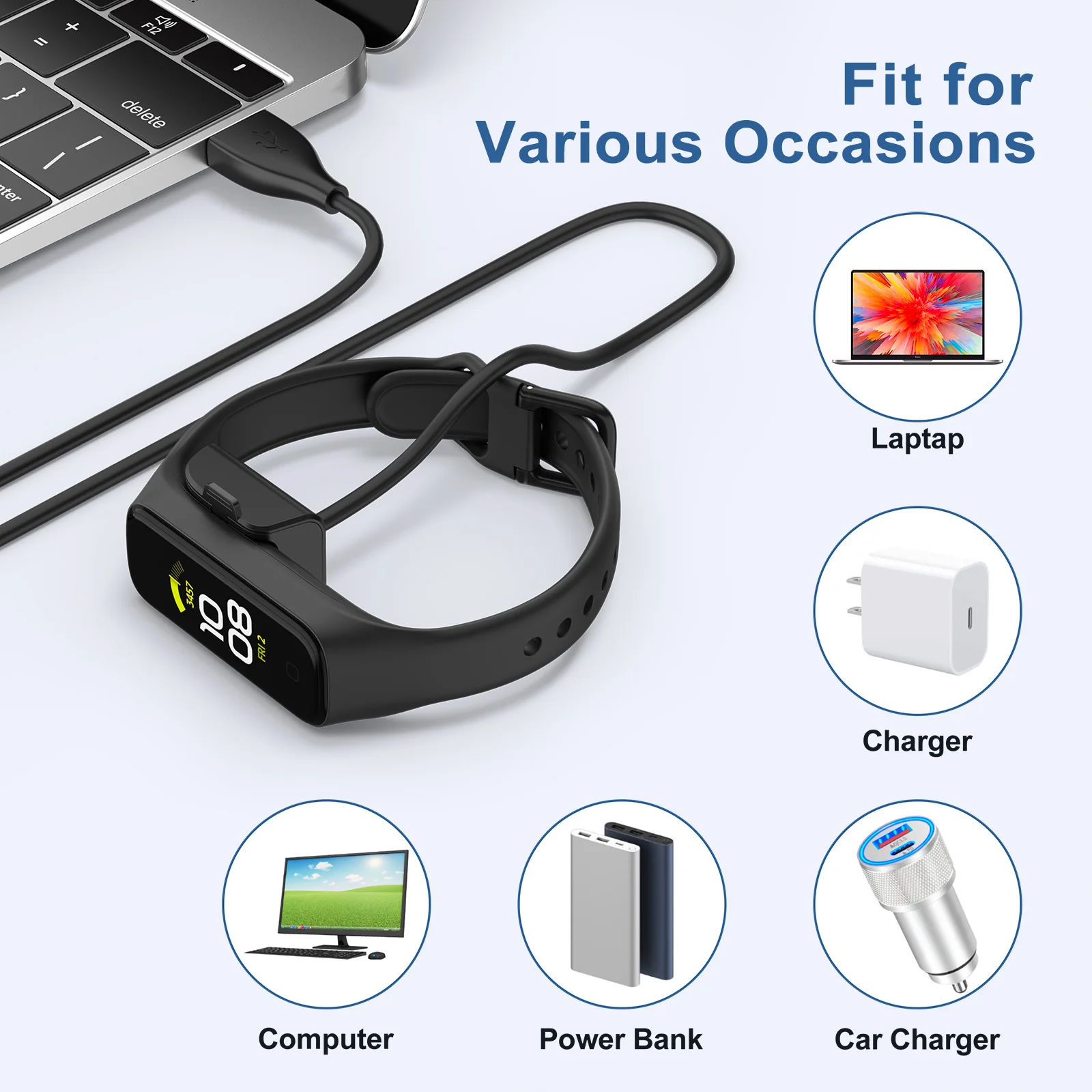 Charger Holder for Samsung Galaxy Fit 2 Smart Watch - USB Dock Station for Convenient Charging