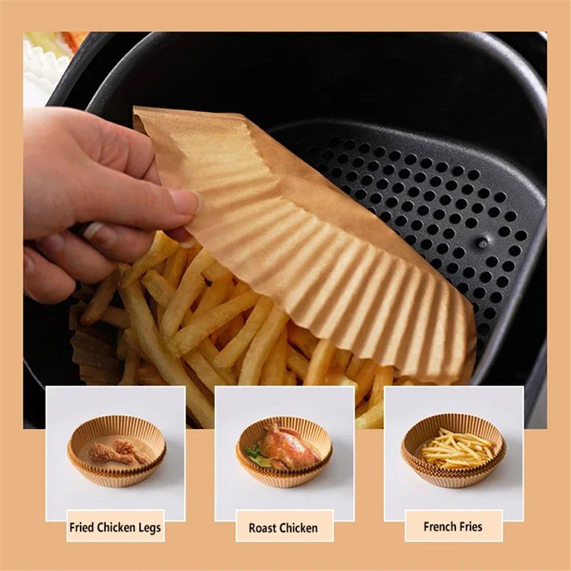 50PCS Air Fryer Parchment Paper Liners Non-Stick Disposable Paper Tray Barbecue Plate Food Oven Kitchen Papel Freidora Aire