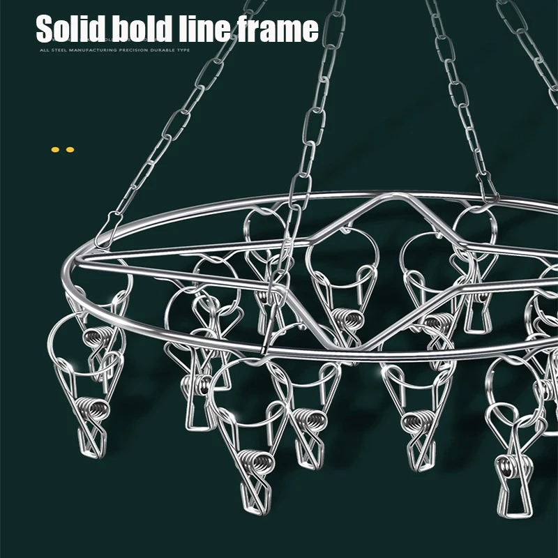 양말 건조 랙 스테인리스 스틸 양말 걸이 랙, 회전 랙, 방풍 세탁 물방울 행어, 접이식 양말 행어, 20 페그