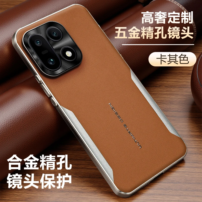Luxury Matte Leather Texture Case with Electroplated Frame and Glare Camera Protection