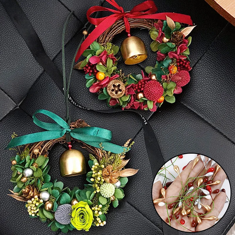 50 stücke Gold Silber rot künstliche Blumen Staubblatt Beeren Weihnachten Hochzeit Dekor Home Party Bundle DIY Kranz Geschenk box Dekoration – Detail 17