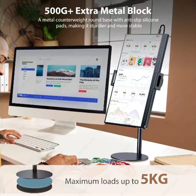 Cdisplay Portable Monitor Stand Adjustable Height Desktop Monitor Bracket for 4.7-17.3 inch Phone Tablet Monitor Support Holder