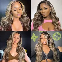 Perruque en cheveux humains 1b/27 Body Wave 13x613x4 HD Lace, avec mèches Ombré, cheveux humains vierges brésiliens, pré-épilée avec baby hair 5