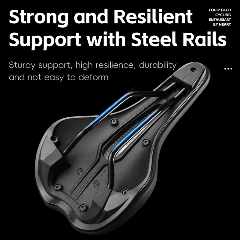 WEST BIKING Breathable Non-Slip Leather Bike Saddle with Shock Absorbing Hollow Design