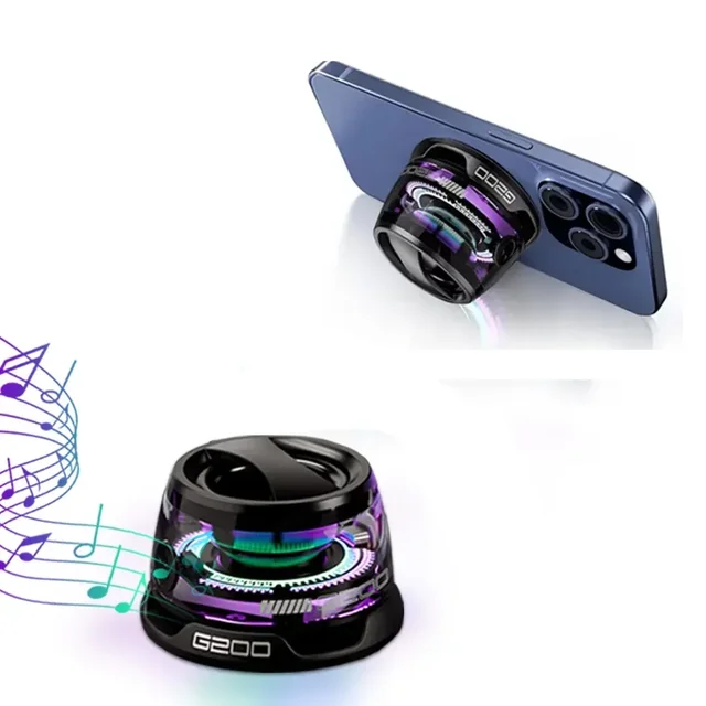 Bluetooth Speaker Portable G200 RGB Lighting Magnetic Speaker BT5.3 Mini Sound Box 7 Hours Playback Phone Holder 1