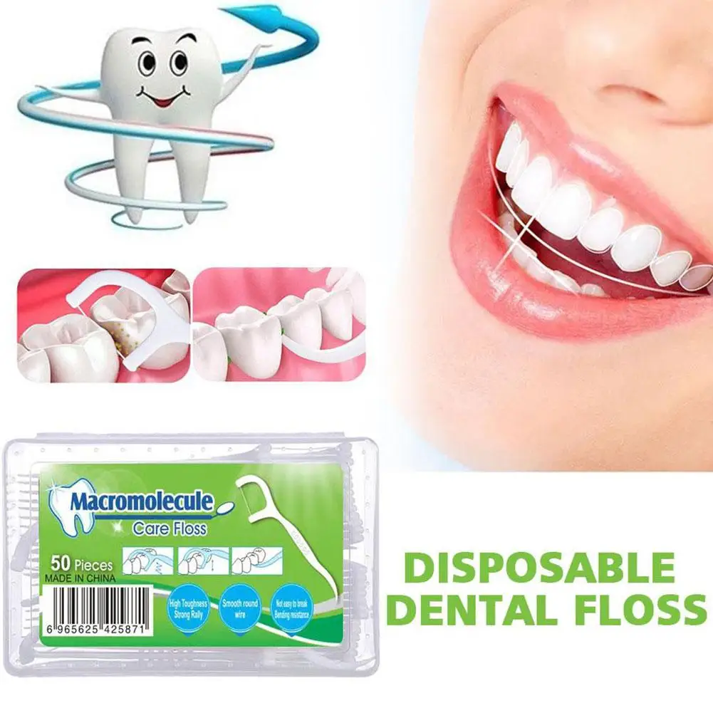 

Disposable Dental Floss 50pcs Interdental Cleaning Toothpicks With Thread Dental Cleaning Tools For Teeth Oral Hygiene Supp Z1s1