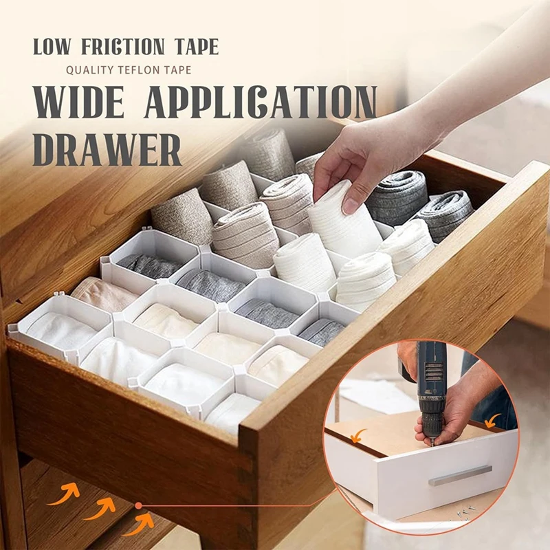 Low Friction Tape 1 Roll 1 Inch X 33 Feet Drawer Slide Tape Drawer Glide Tape Squeak-Resistant Tape