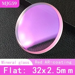 Premium Flat Mineral Watch Crystal with Blue/Red/Clear AR Coating - 32mm x 2.5mm - 32x2.5mm (Red)