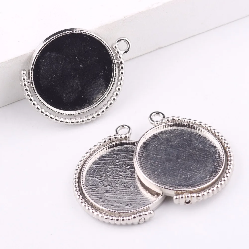 10 Basi Per Ciondoli Fai Da Te – Lunetta Rotonda In Metallo 18x25mm – Vuote Per Cabochon E Resina – Colore Nero