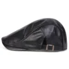 Men Retro Pu Leather Solid Color Newsboy Caps British Painters Hats Spring Autumn Side Adjustable Flat Cap Hip Hop Berets 5