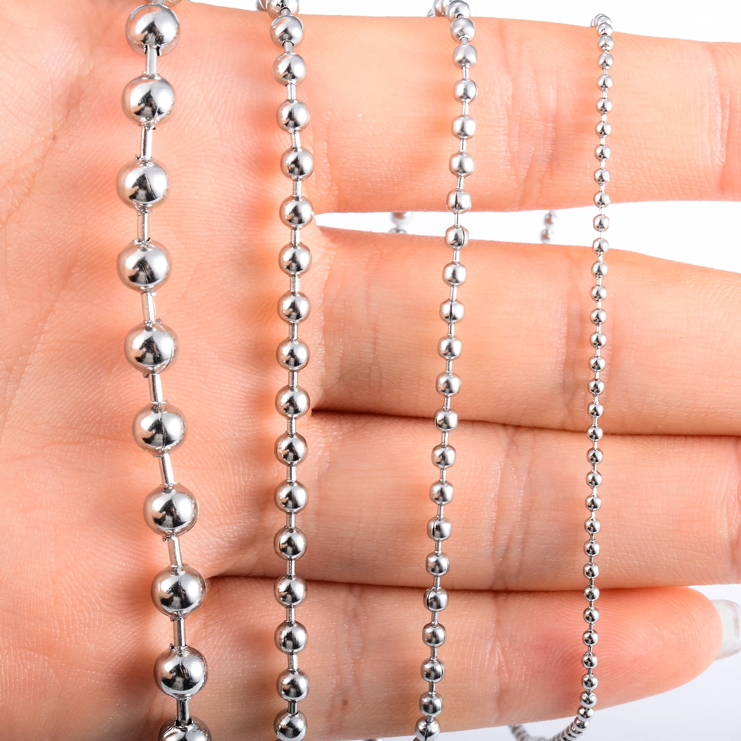 Stainless Steel Beads Ball Chain Bracelets 1.5/2/3/4.5mm 1pc For Women Men Fashion Jewelry Gift stainless steel bracelet,chain bracelet,beaded bracelet