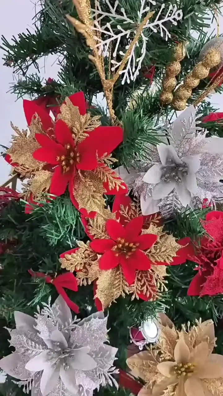 クリスマスキラキラ人工花、クリスマスツリーハンギングオーナメント