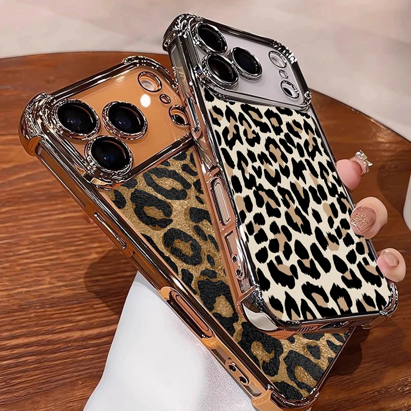 Gold Leopard Print Airbag Phone Case