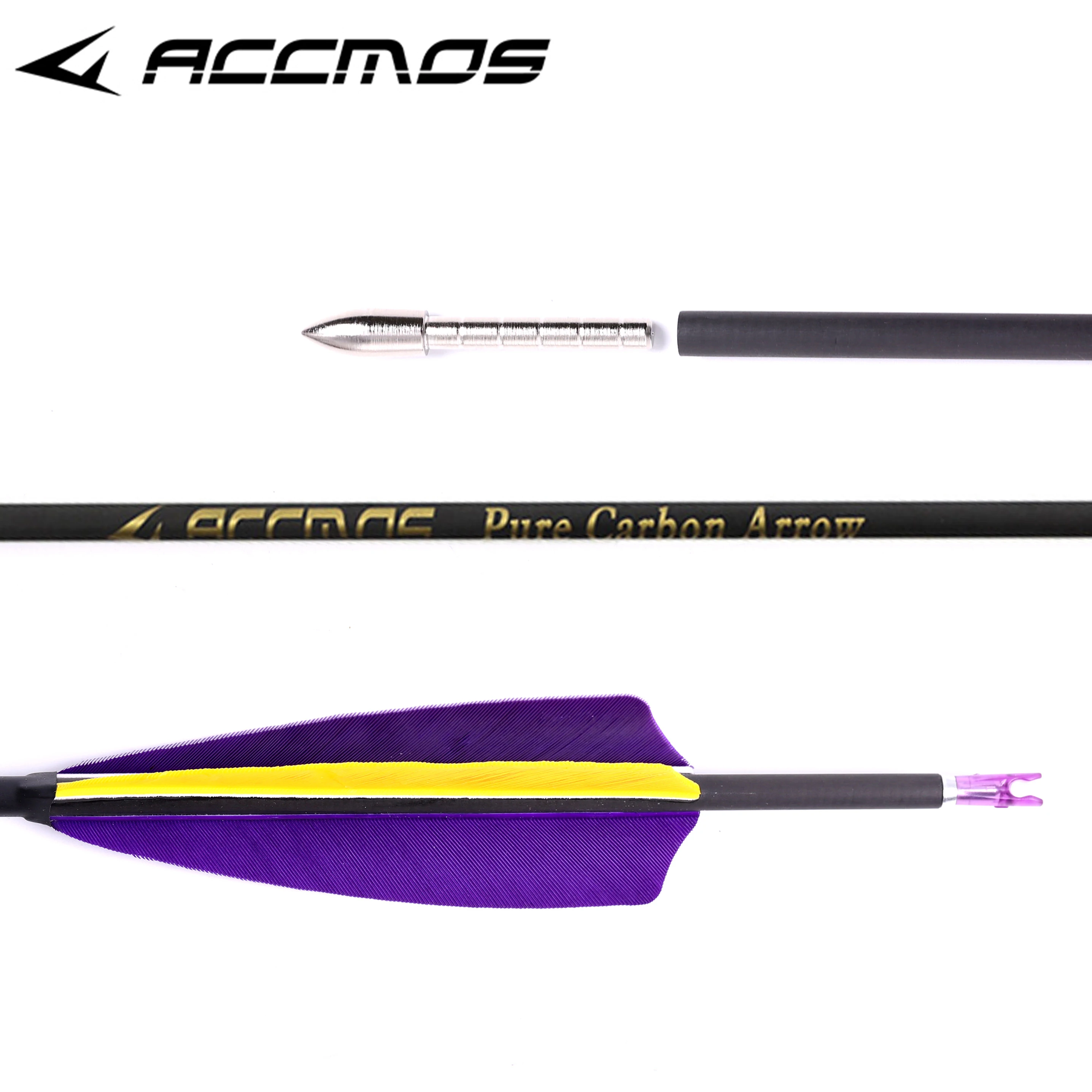 12pcs Pure Carbon Arrow ID 4.2mm 31in Spine 250 300 400 500 600 700 800 900 1000 1100 1300 1500 1800 with 4\
