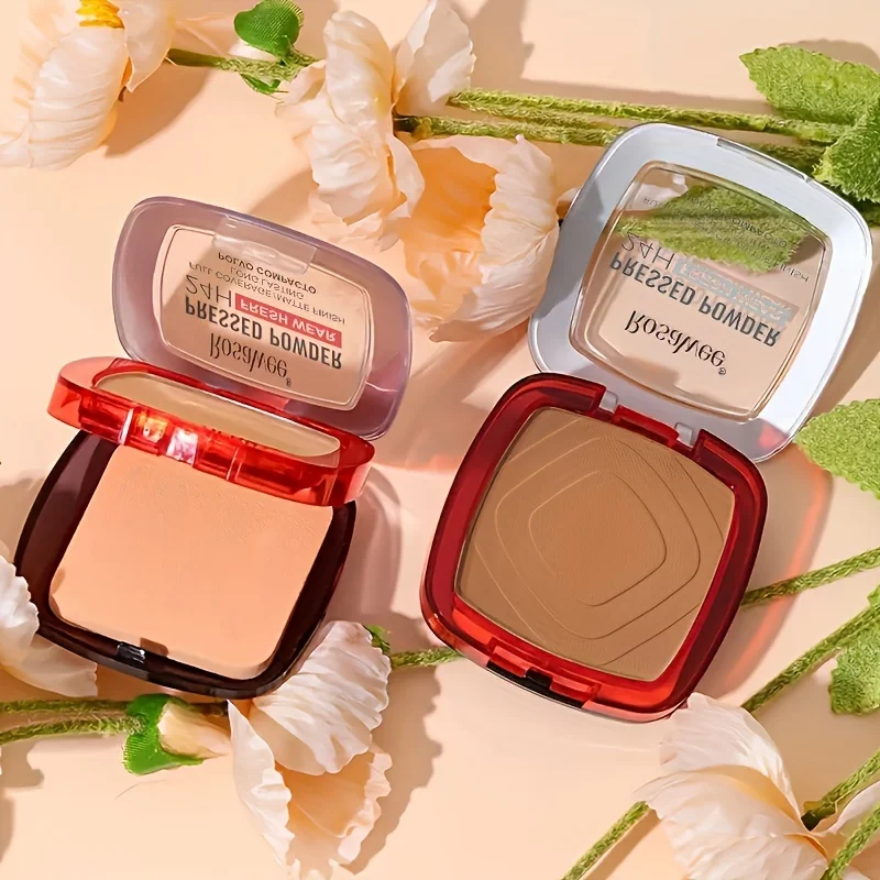 Matte Full Coverage Pressed Powder Foundation With Puff Applicator 24H Fresh Wear Matte Weightless Finishing Powder Makeup