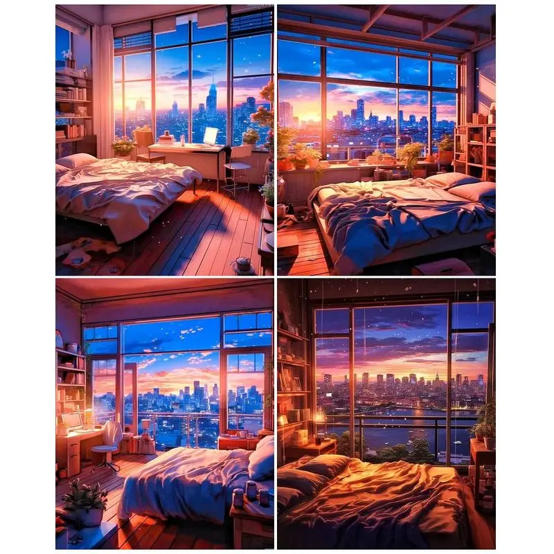 

GATYZTORY Раскраска по номерам для интерьера, Раскрашивание по номерам, настенное искусство, детская раскраска на холсте, картины для детской спальни, Хем