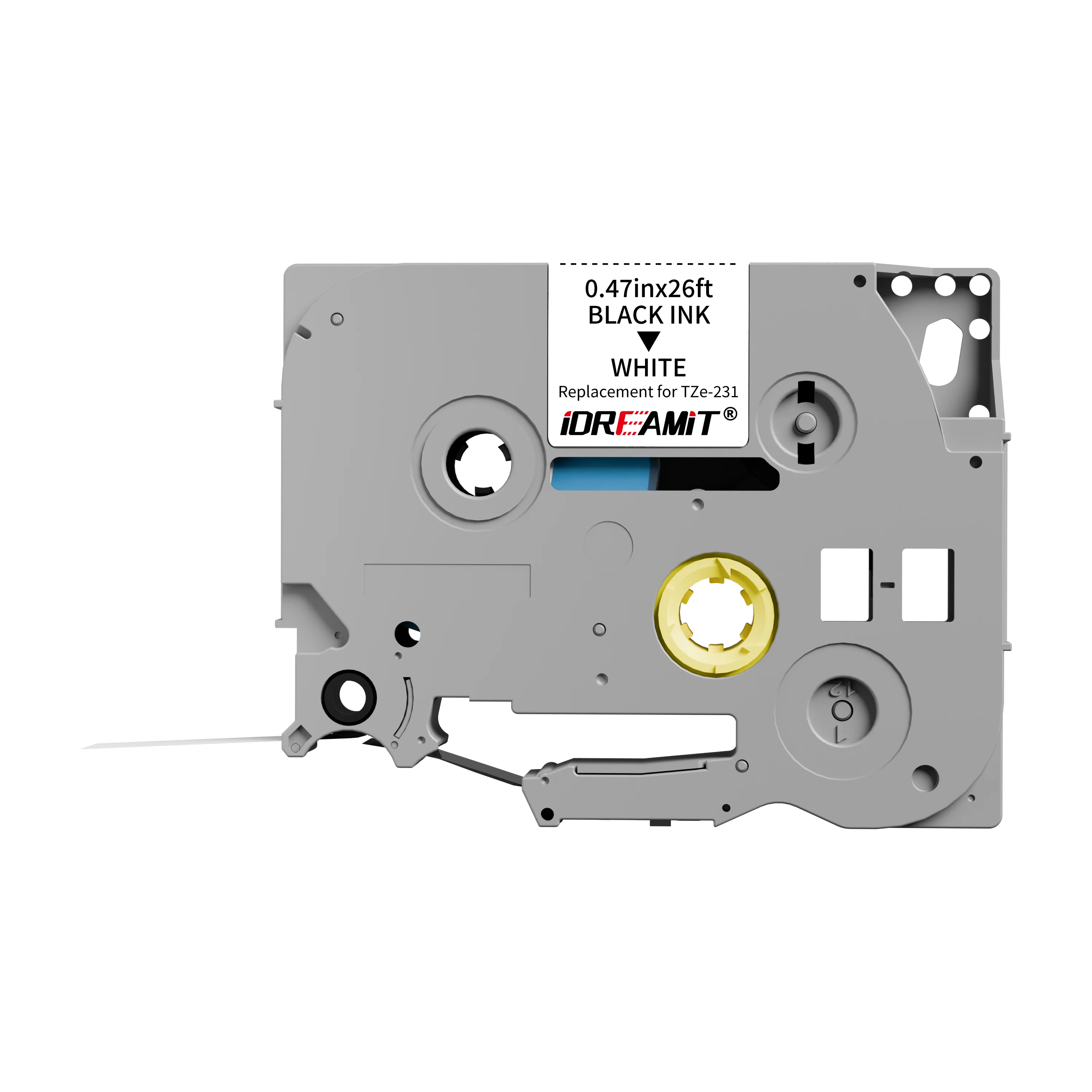 High-Quality 12mm Black on White Label Tape