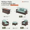 Swivel Glider Patio Furniture Set, 8 Pcs Wicker Rattan Outdoor Conversation Set, Garden Sofas 4