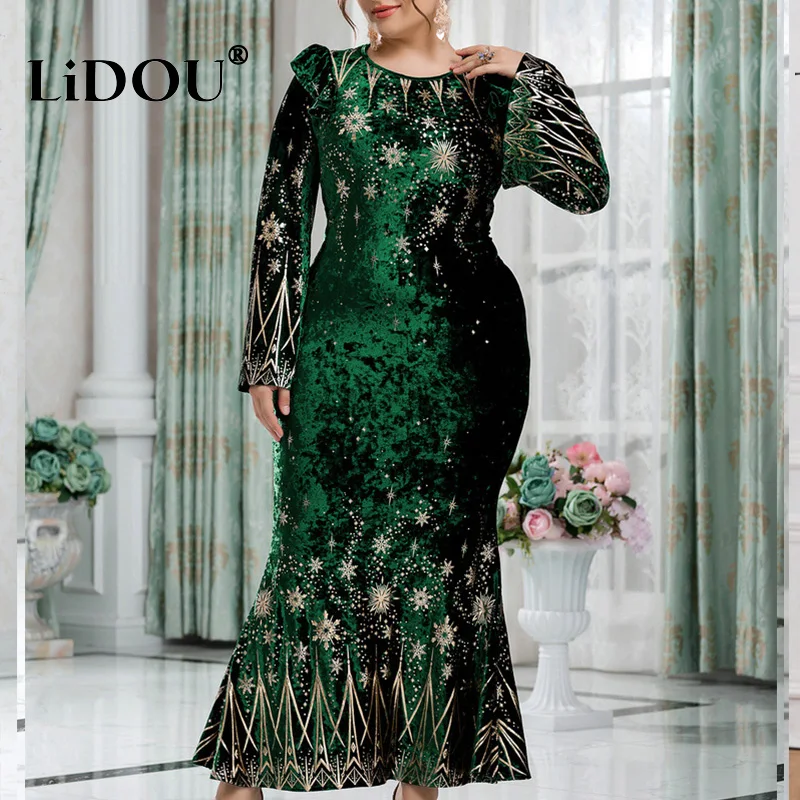 Spring Autumn Fashion Muslim Vintage Simple Plus Size Dress Women Elegant Oversized Aesthetic Vestidos De Fiesta Chic Robe Femme