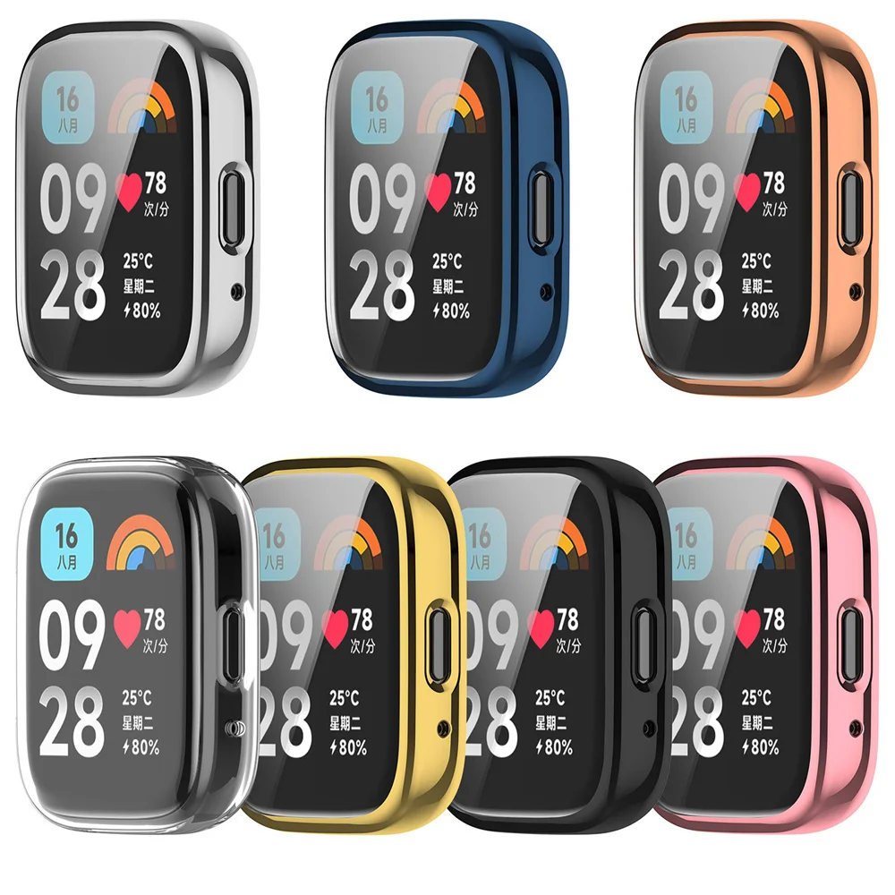 Enhanced Protective TPU Case for Xiaomi Redmi Watch 3 Active - Full Screen Protector Cover and Shell Accessories
