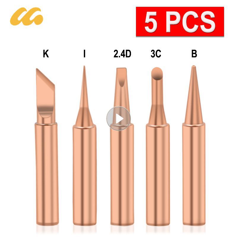5 Pcs Internal Heating Pure Copper Soldering Tip Set Electric Welding Iron Nozzle Head 900M Solder Stations Tools Welding Tips