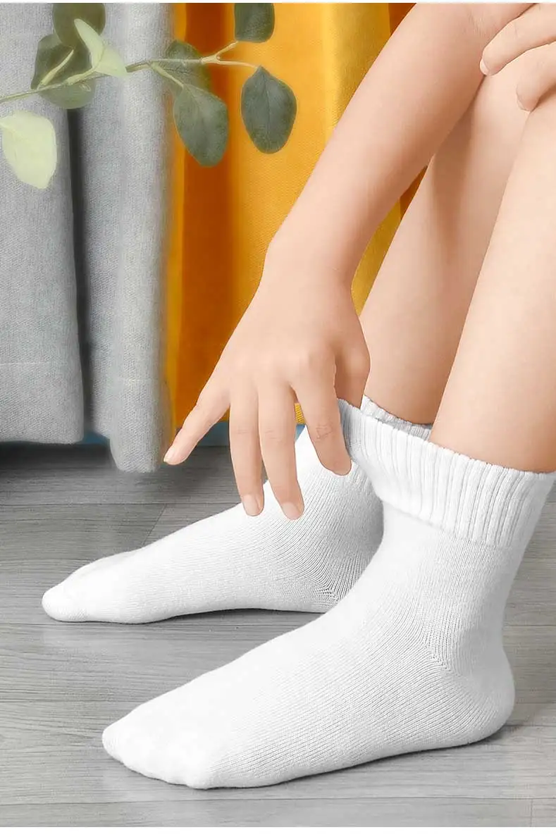 MIPP brand student antibacterial mid tube socks, all cotton anti odor pure white, sports school children, boys and girls 13 Seb92a22d386c4892b20bf79bf25f2790W